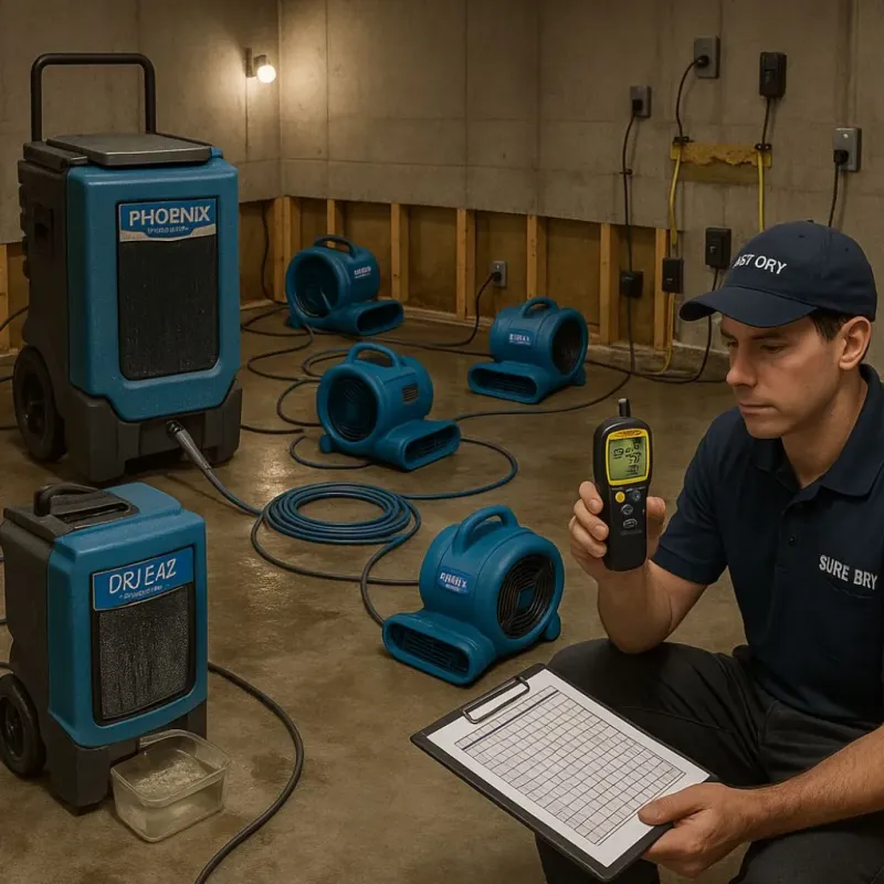 Structural Drying and Dehumidification process in Eastwood, LA